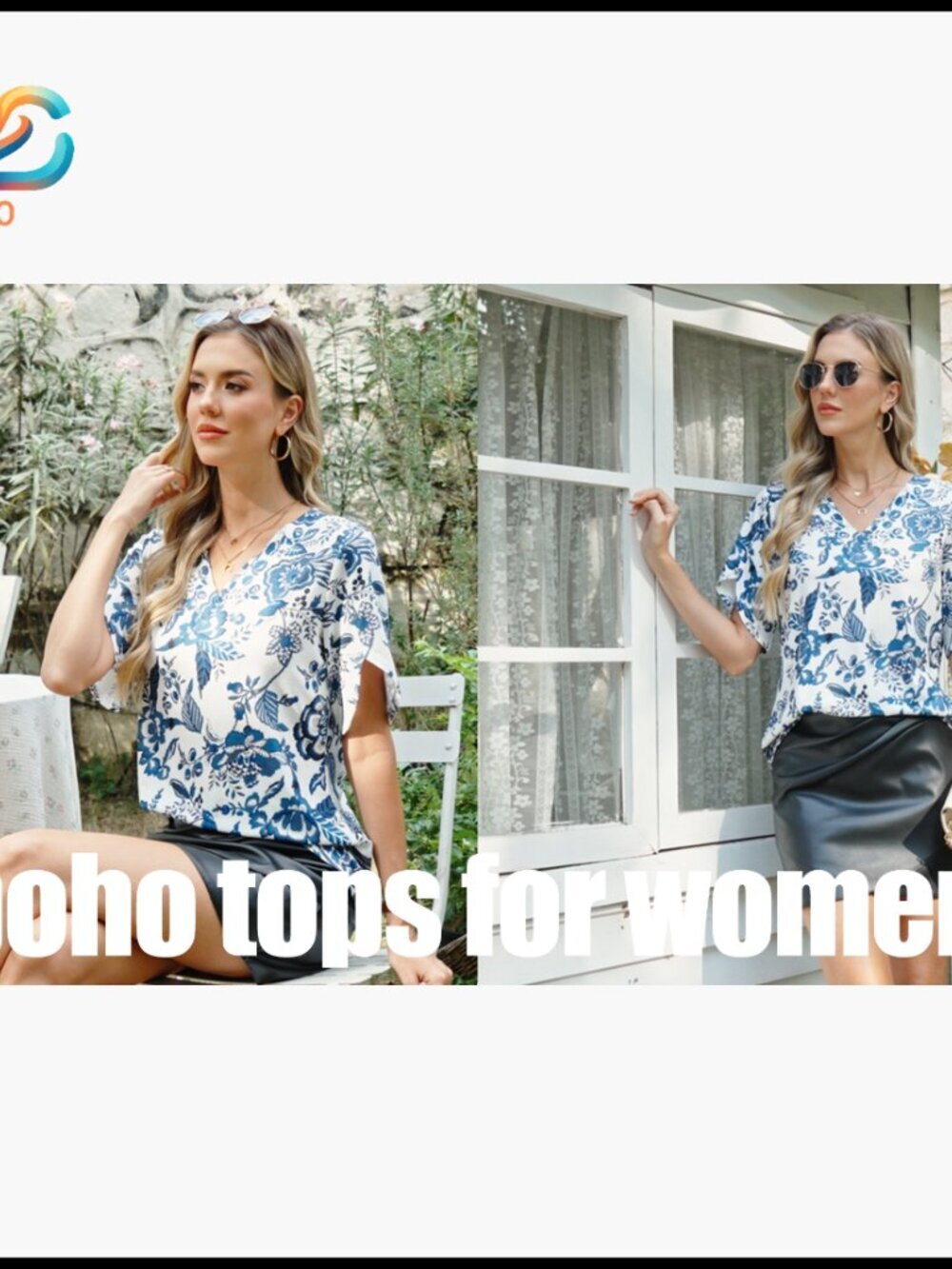 Petite V-Neck Peasant Top with Split Petal Sleeves, Lightweight Polyester Blend - Picture 7 of 7